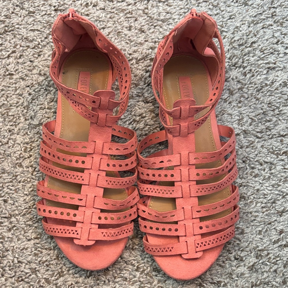 Forever 21 Coral Strappy Sandals
